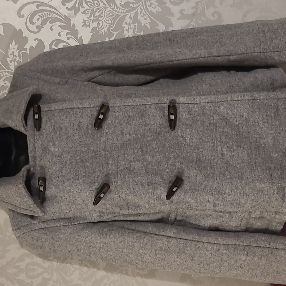 Chic Gray Double-Breasted Pea Coat - Picture 2 of 4